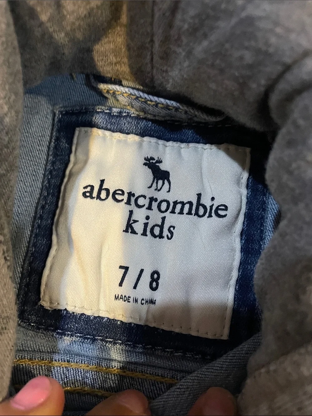 Abercrombie Kids A&F denim jacket hoodie jersey sleeves girls/boys